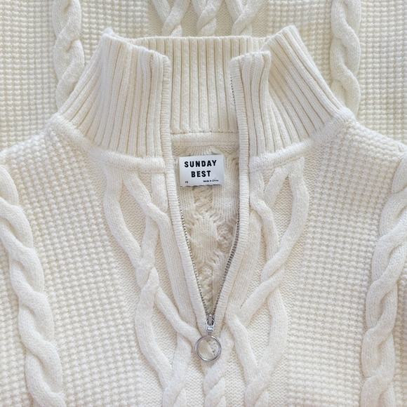 Aritzia Sunday Best Demi Chunky Cable Knit Ribbed Sweater Dress - Picture 4 of 14